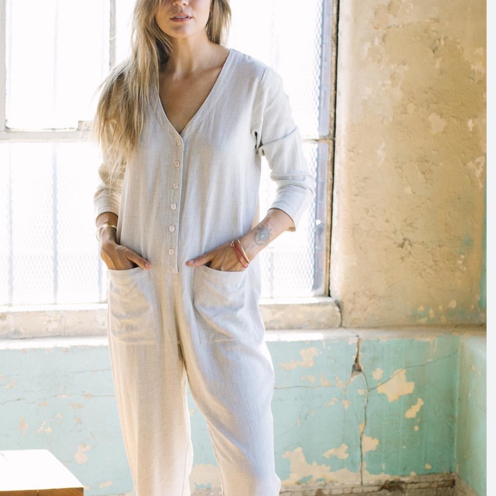 Rachel Pally Troy Linen Jumpsuit in Oatmeal